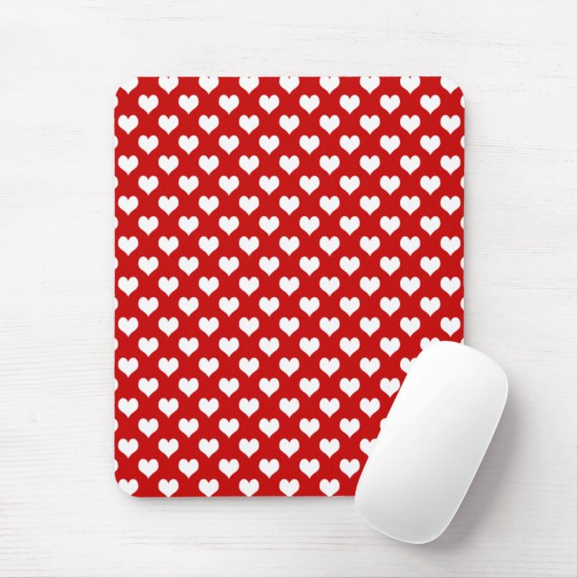 Cute Red Heart Pattern – Romantic Love Background  Mouse Pad (With Mouse)