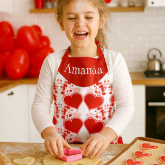 Cute Red Heart Personalized Valentine's Day  Apron