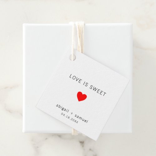 Cute Red Heart Simple Modern Wedding Favor Tags