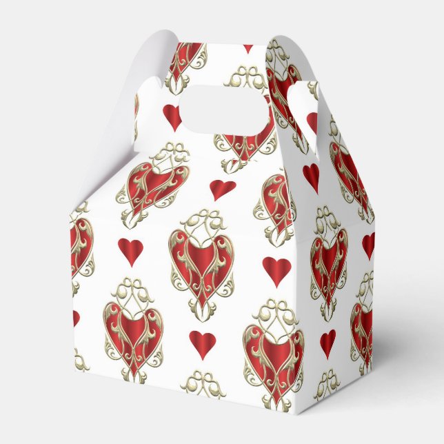 Cute red heart Valentine party Favor Boxes (Front Side)