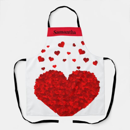 Cute Red Heart Valentine Personalized Apron