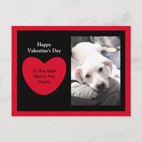 Cute Red Heart Valentines Day White Puppy Dog Postcard