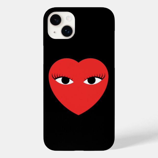 Cute Red Heart with Eyes iPhone Case (Back)
