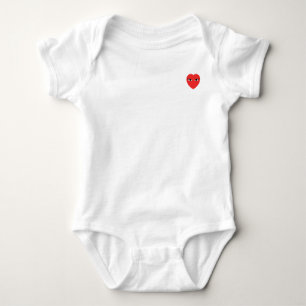 Cute Red Heart with Eyes on White Baby Bodysuit
