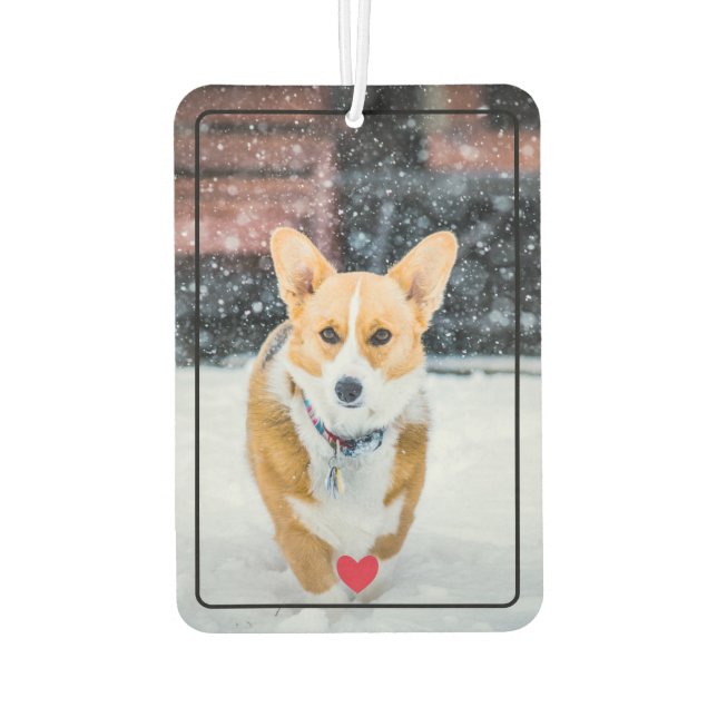 Cute Red Heart With Pet Photo Air Freshener (Back)