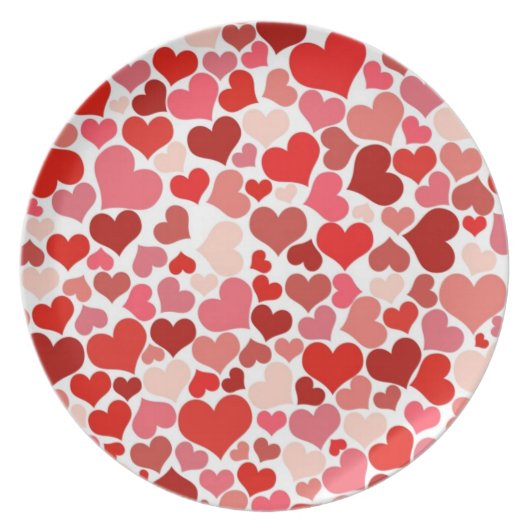 Cute Red Hearts Background Plate (Front)