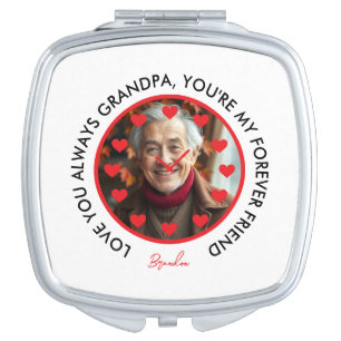 Cute Red Hearts Clock Love Grandparents Photo Compact Mirror