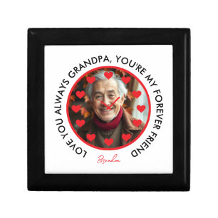 Cute Red Hearts Clock Love Grandparents Photo Gift Box