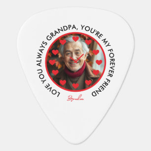 Cute Red Hearts Clock Love Grandparents Photo Guitar Pick