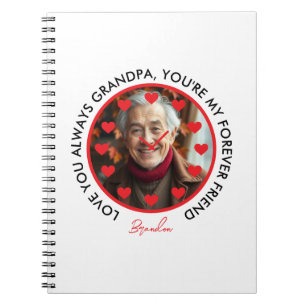 Cute Red Hearts Clock Love Grandparents Photo Notebook