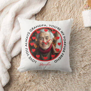 Cute Red Hearts Clock Love Grandparents Photo Throw Pillow