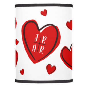 Cute Red Hearts Custom Couple Romantic Red & White Lamp Shade