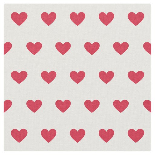 Cute Red Hearts Dot Pattern on White Fabric