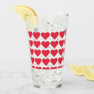 ❤️ Cute Red Hearts Drinking Glass