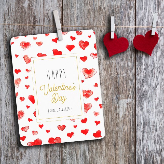Cute Red Hearts Happy Valentine's day   Note Card (Creator Uploaded)