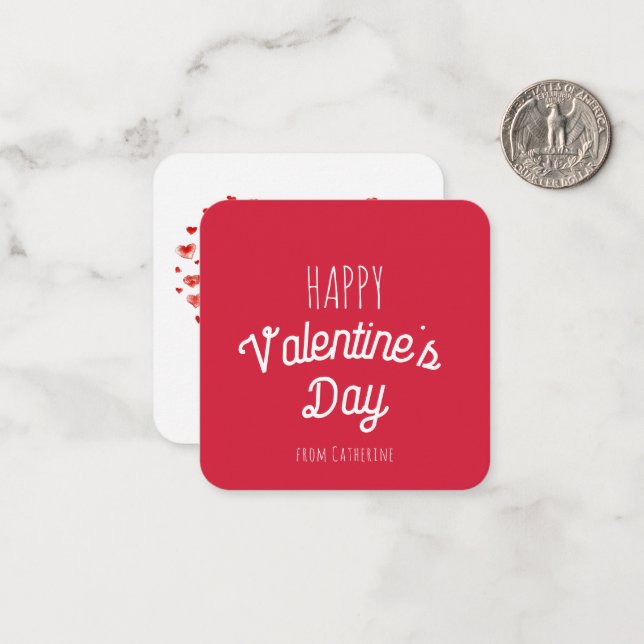 Cute Red Hearts Happy Valentine's day Note Card (Front/Back In Situ)