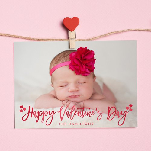 Cute Red Hearts Happy Valentines Day Photo Holiday Card