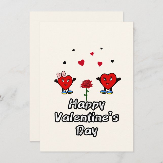 Cute red hearts holiday card (Front/Back)