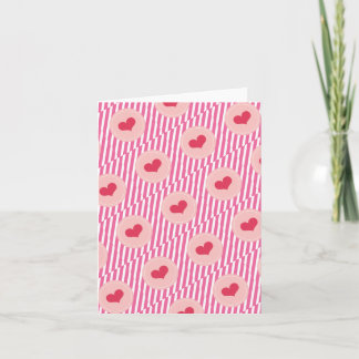 Cute Red Hearts & Hot Pink Stripes Valentine's Day Holiday Card