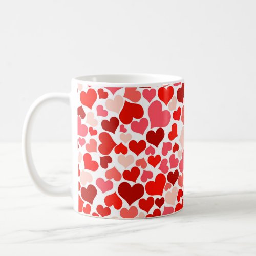 Cute Red Hearts Illustration Coffee Mug