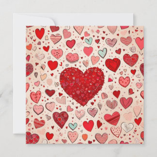 Cute red hearts  invitation