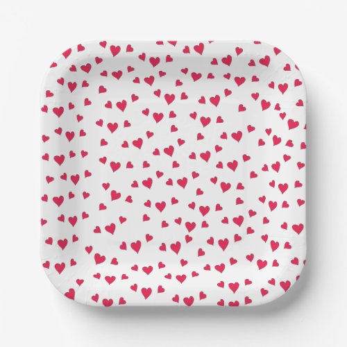 Cute Red Hearts Minimalist Whimsical Simple Paper Plates