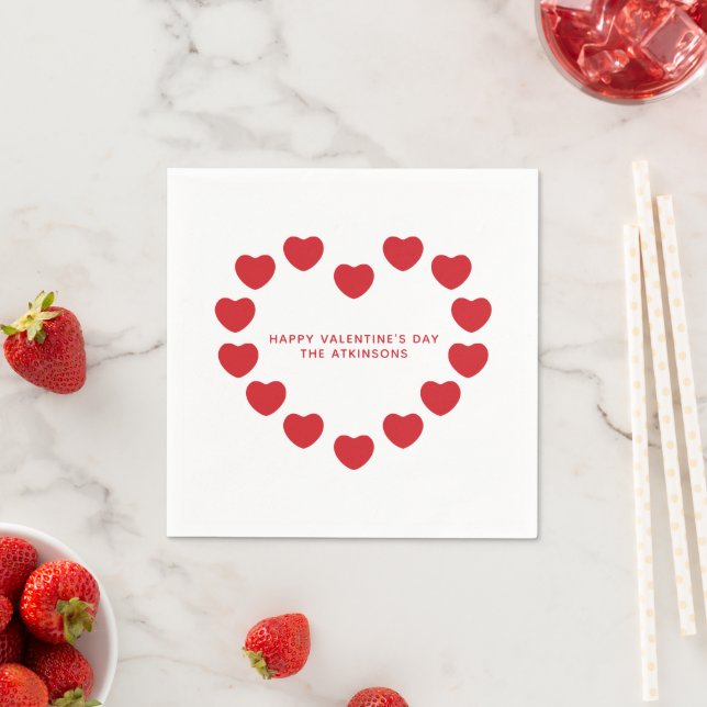 Cute red hearts modern custom Valentine's Day Napkins (Insitu)