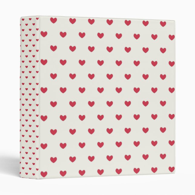 Cute Red Hearts Pattern 3 Ring Binder (Front/Spine)