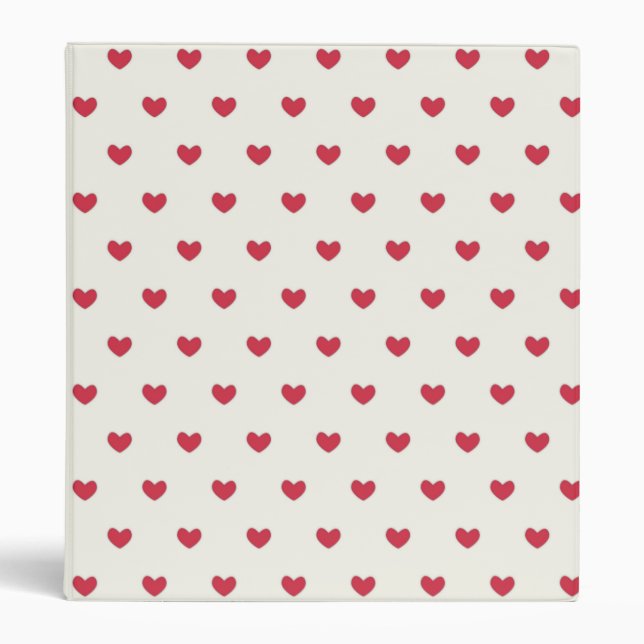 Cute Red Hearts Pattern Binder (Front)