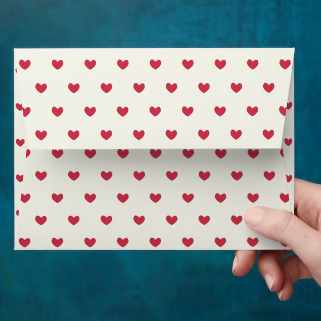 Cute Red Hearts Pattern Envelope (Hand)
