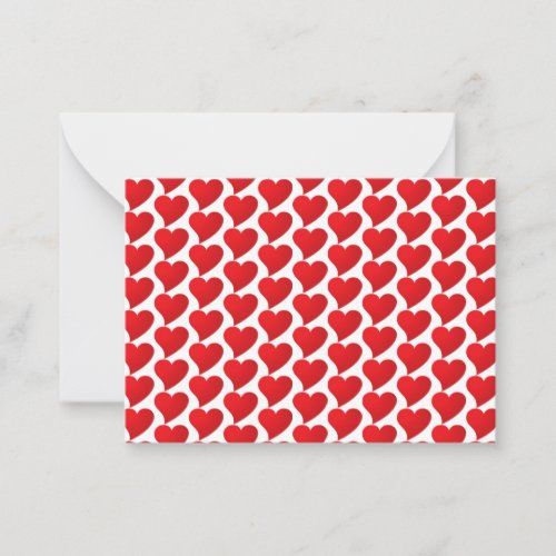 Cute red hearts pattern minimalist modern note card