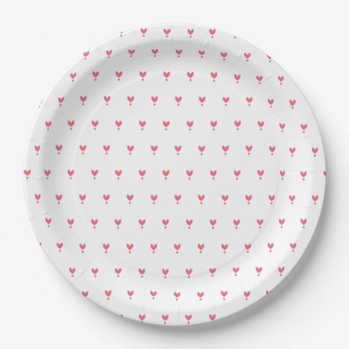 Cute Red Hearts Pattern Party Paper Plate