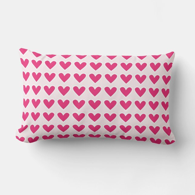 Cute Red Hearts Pattern Pink Valentine's Day Gifts Lumbar Pillow (Front)