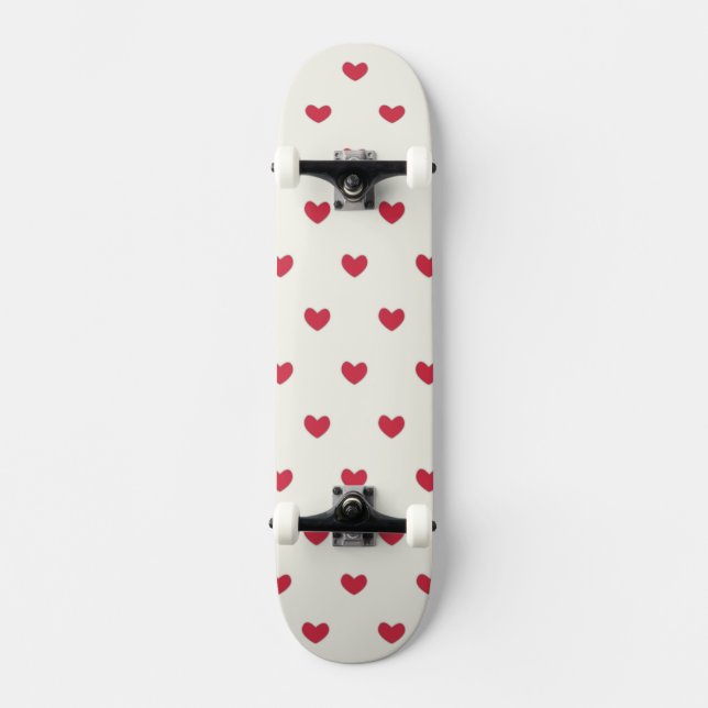 Cute Red Hearts Pattern Skateboard (Front)