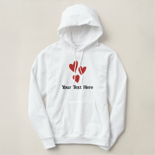 Cute Red Hearts personalized Embroidered Hoodie