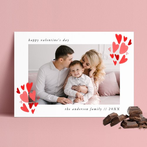 Cute Red Hearts Photo Valentines Day Holiday Card