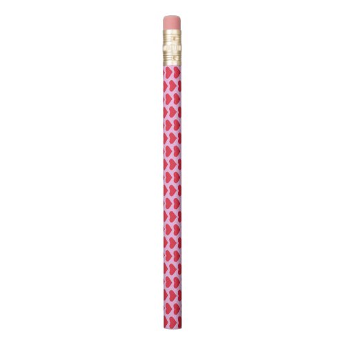 Cute Red Hearts Pink Pencil