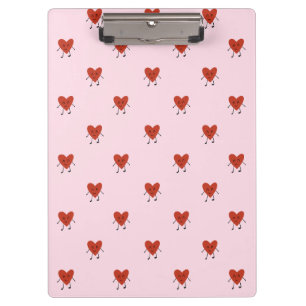 Cute Red Hearts Seamless Love Pattern on Pink Clipboard
