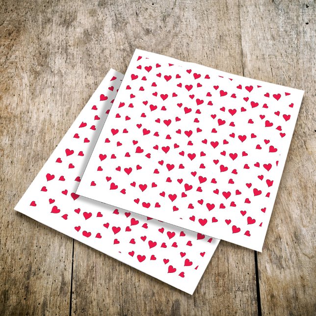 Cute Red Hearts Simple Minimalist Pattern Napkins (Cute Red Hearts Simple Patterned Classic Napkin )