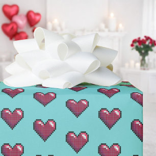 Cute Red Hearts Valentine's Day 80s Retro Pattern Wrapping Paper