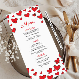 Cute Red Hearts Valentines Day Menu