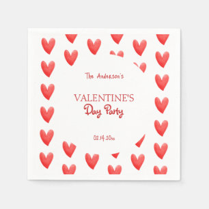 Cute Red Hearts Valentine's Day Party Napkins
