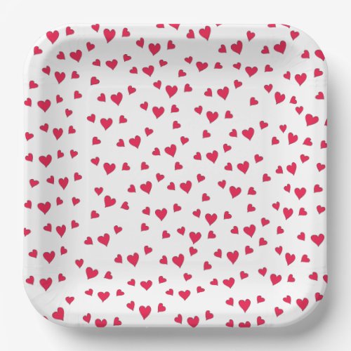 Cute Red Hearts Whimsical Minimalist Simple Paper Plates