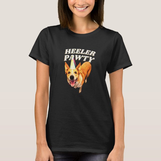 Cute Red Heeler Pawty Australian Cattle Dog Heeler T-Shirt (Front)