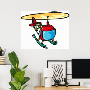 Cute Red Helicopter Fun Aviation Design Poster