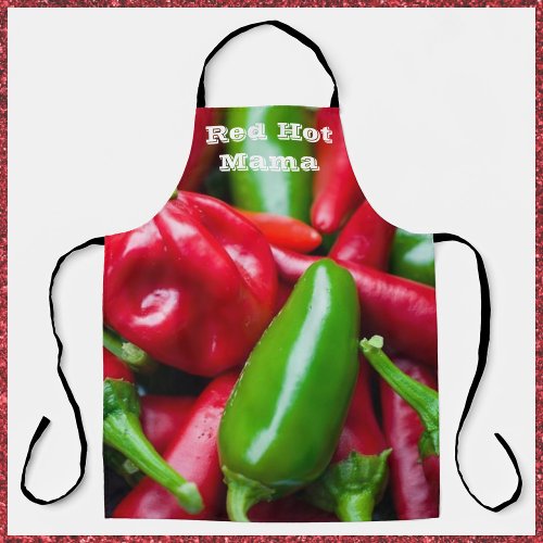 Cute Red Hot Mama with Peppers Adult Apron