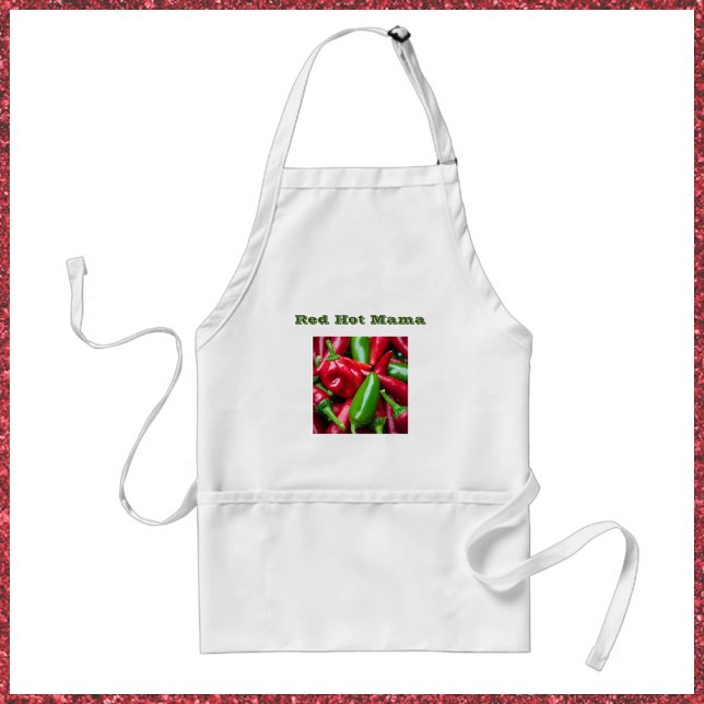 Cute Red Hot Mama with Peppers Adult Apron (Creator Uploaded)