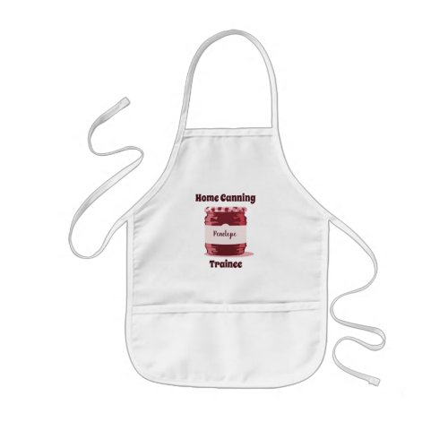 Cute Red Jelly Jar Home Canning Trainee with Name Kids Apron