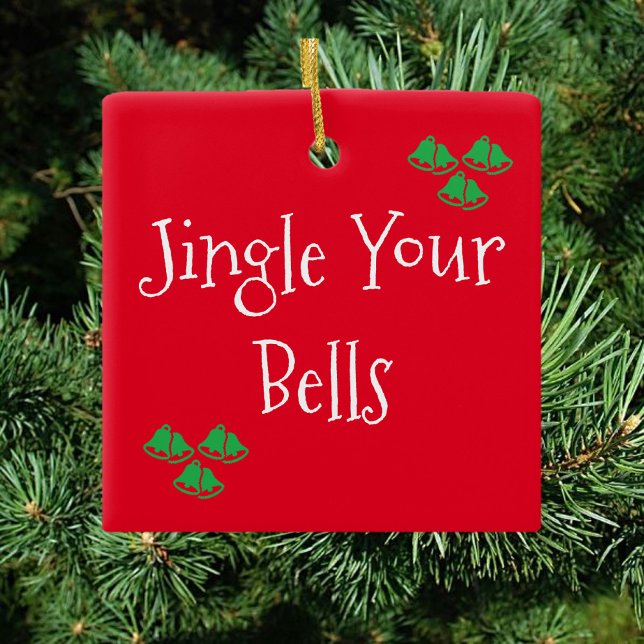 Cute Red Jingle Bells  Ceramic Ornament (Creator Uploaded)
