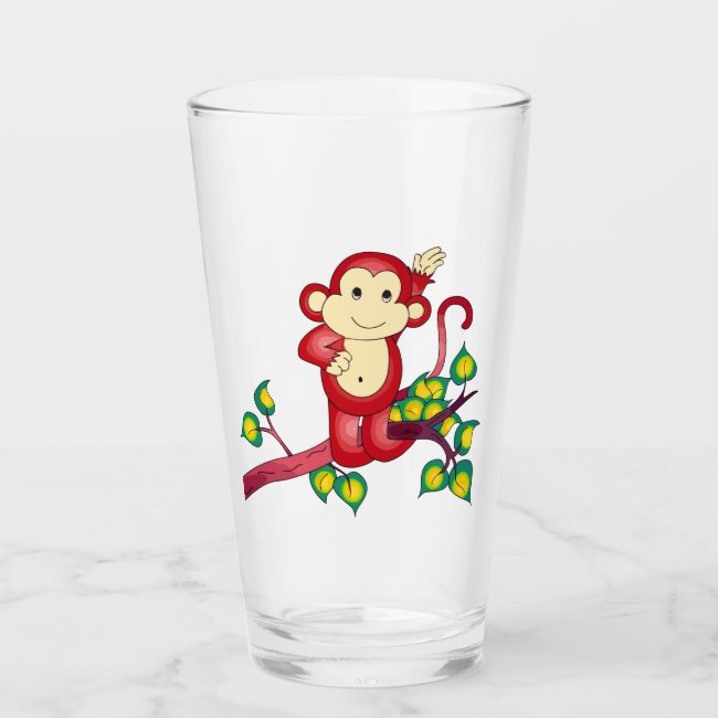Cute Red Jungle Monkey Animal Glass Tumbler
